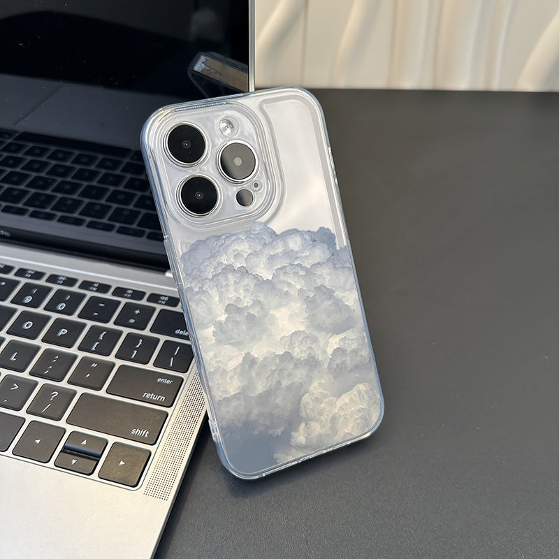 Dreamy White Cloud Clear Phone Case – Minimal Sky Aesthetic Transparent Protective Cover
