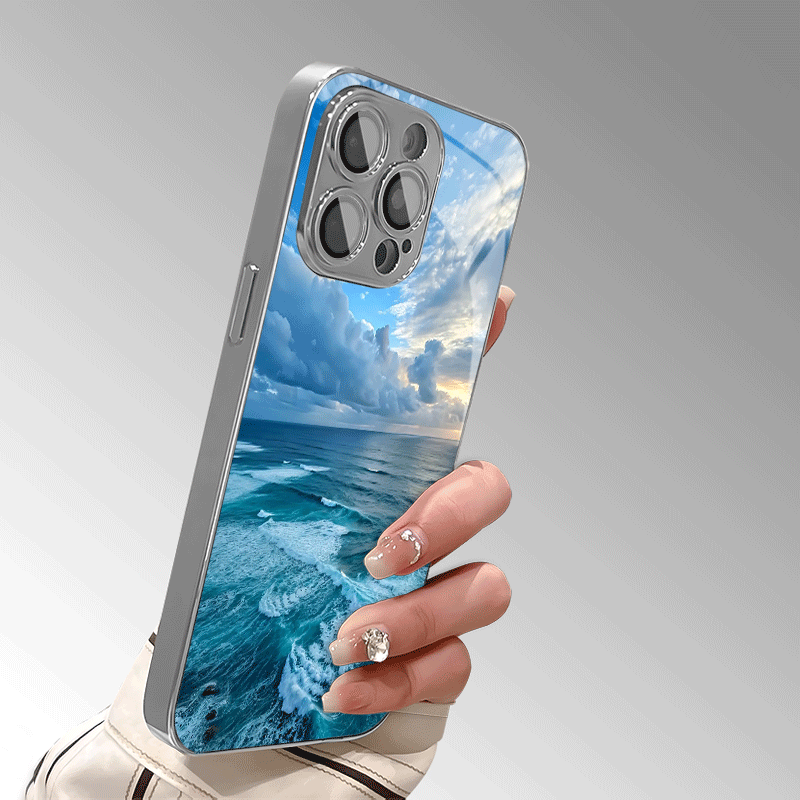 Ocean Waves & Cloudy Sky Phone Case – Blue Sea Coastal Aesthetic Premium Protective Cover