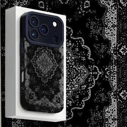 Luxury Black carpet Pattern Silicone Glass Metal Phone Case |