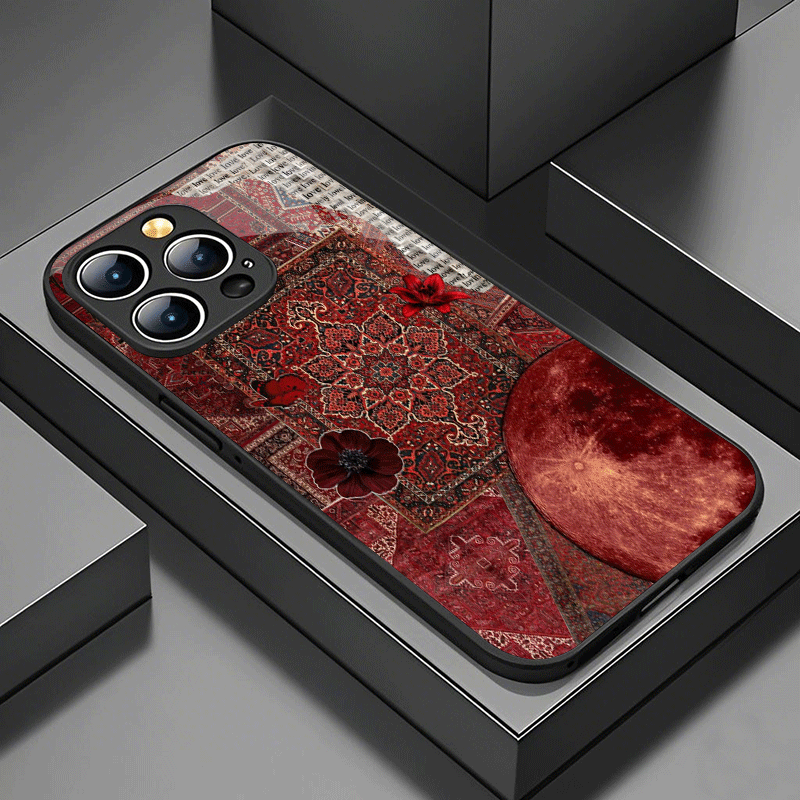 Vintage Persian Carpet & Red Moon Designer Printed Mobile Back Cover Case for iPhone & Android