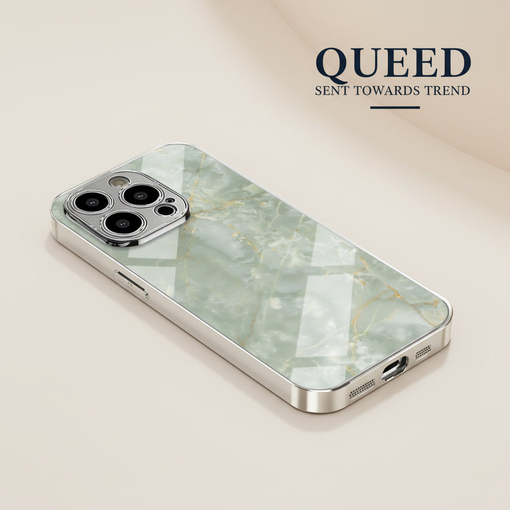 Sage Jade Marble Phone Case | Mint Green Onyx Stone & Gold Vein Luxury Aesthetic Cover