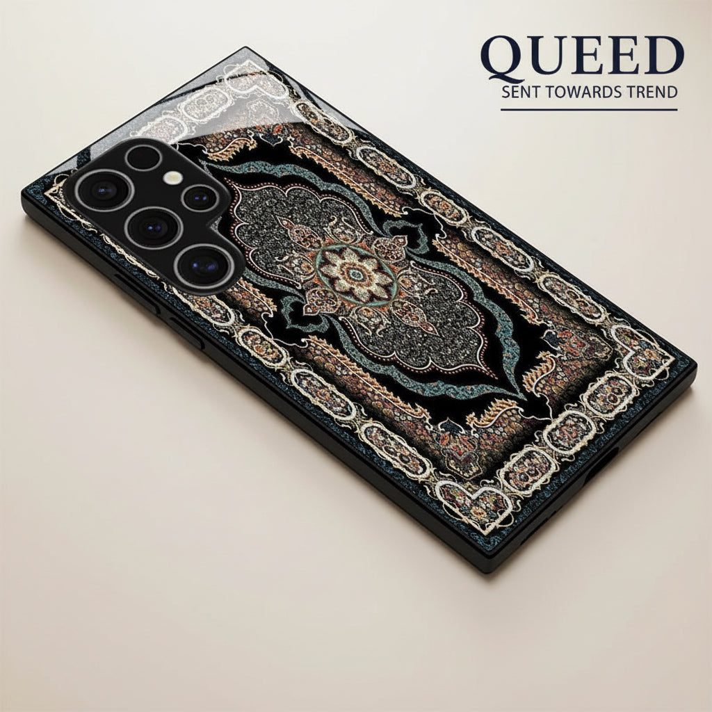 Midnight Persian Carpet Phone Case – Black Ornamental Rug Mandala Aesthetic Premium Mobile Cover