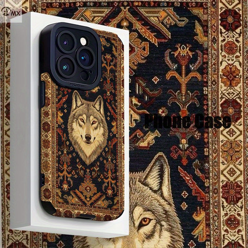 Luxury Wolf Persian Carpet Tempered Glass Phone Cas