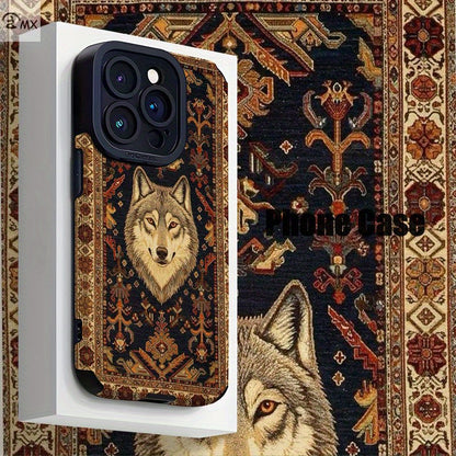 Luxury Wolf Persian Carpet Tempered Glass Phone Cas