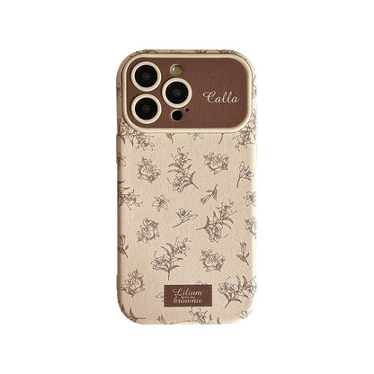Luxury Floral Printed Silicone Glass Metal Phone Case Cover