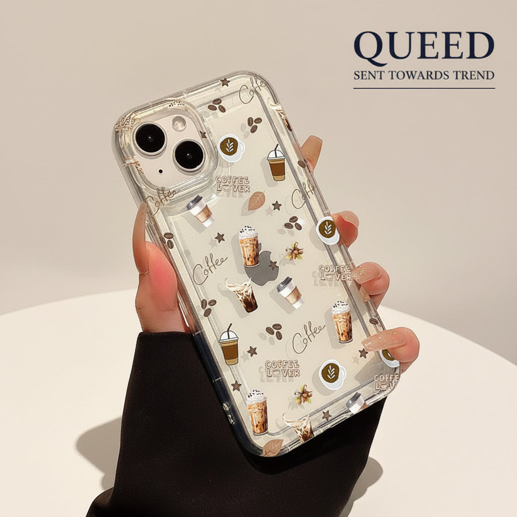 Coffee Lover Aesthetic Clear Phone Case | Iced Coffee, Latte & Café Print Transparent Phone Cover