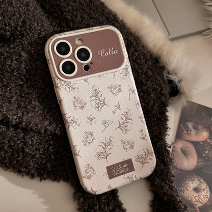 Luxury Floral Printed Silicone Glass Metal Phone Case Cover