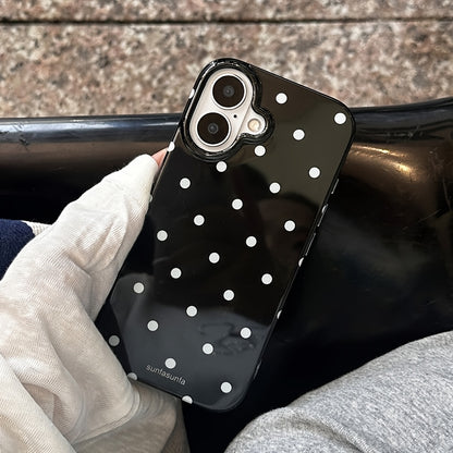 Aesthetic Polka Dot Transparent Phone Case | Black White Designer Mobile Cover