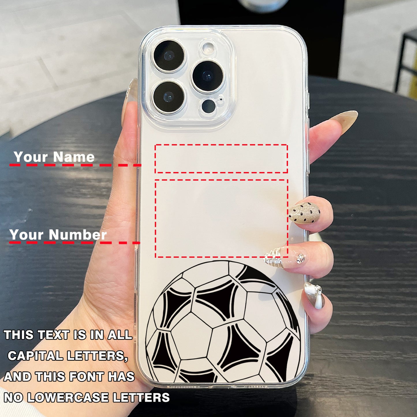 Customized Name & Number Printed Football Phone Case | Personalized Transparent Mobile Cover