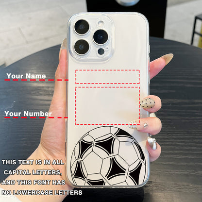 Customized Name & Number Printed Football Phone Case | Personalized Transparent Mobile Cover