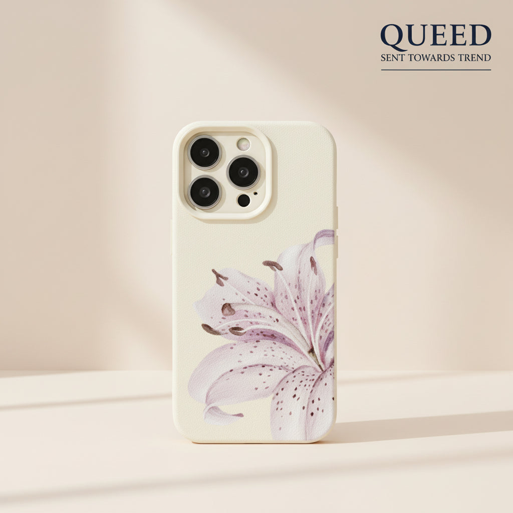 Lavender Lily Minimal Phone Case | Ivory Cream Purple Floral Elegant Aesthetic Cover