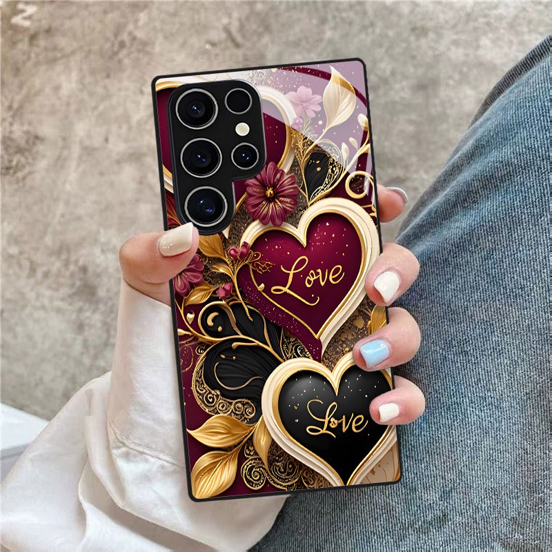 Luxury Love Heart Printed Phone Case