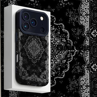 Luxury Black carpet Pattern Silicone Glass Metal Phone Case |