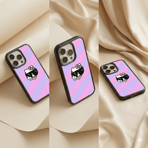 "Cool Kitty Chic Stripes Case, product image 2, printed phone case design by QUEED