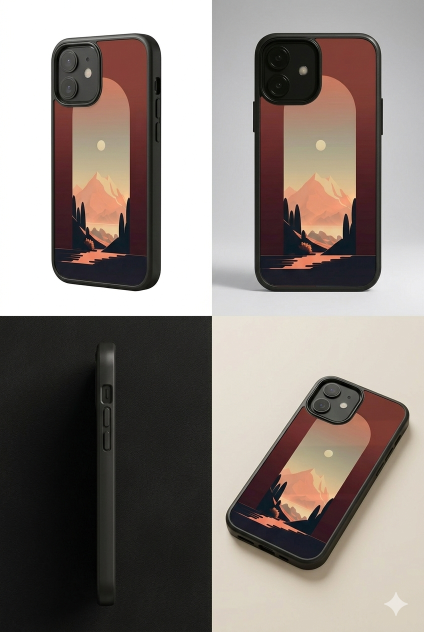 Mountain Sunrise Phone Case, product image 2, printed phone case design by QUEED