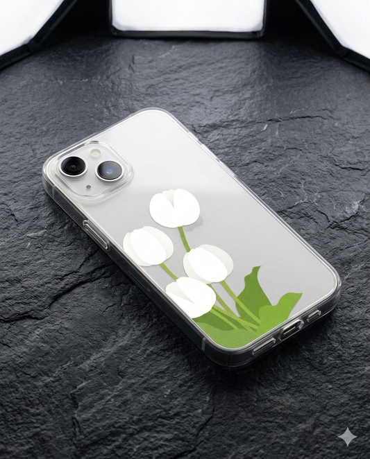 White Tulip Garden Clear Case