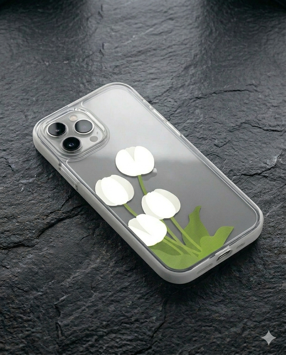 White Tulip Garden Clear Case