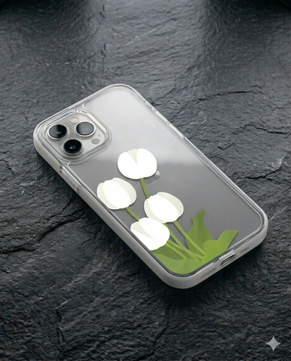 White Tulip Garden Clear Case