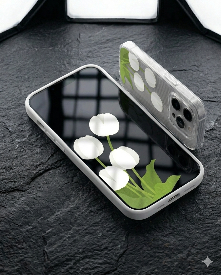 White Tulip Garden Clear Case