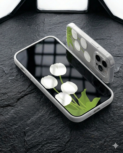 White Tulip Garden Clear Case