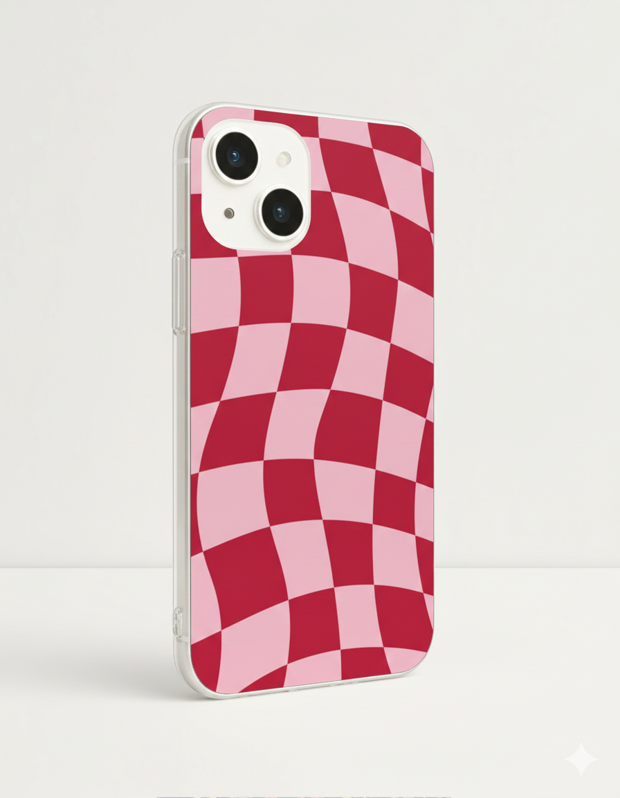 Red Checkered Waves Case