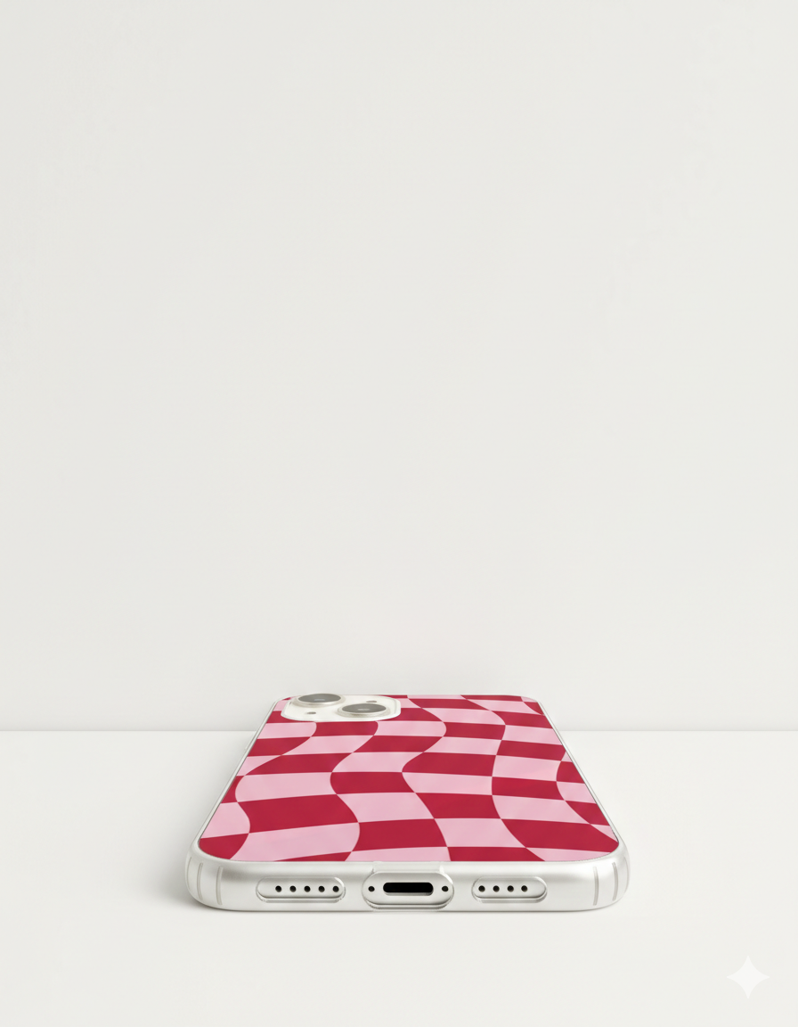 Red Checkered Waves Case