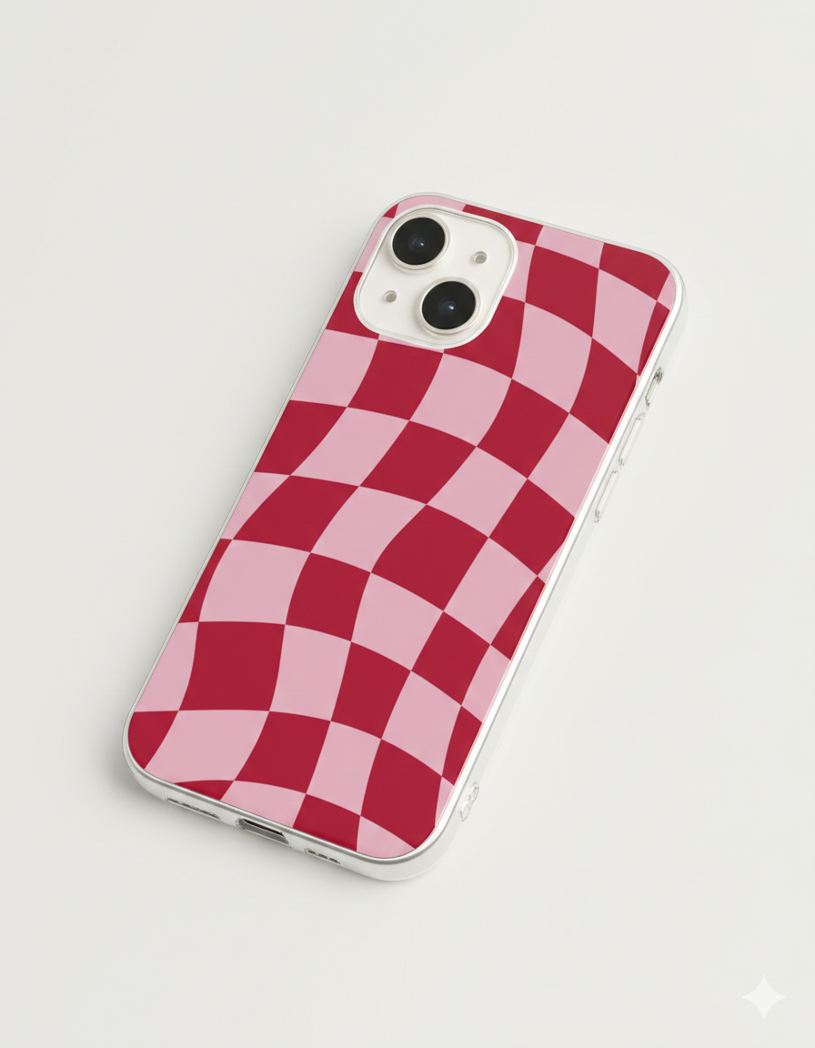 Red Checkered Waves Case