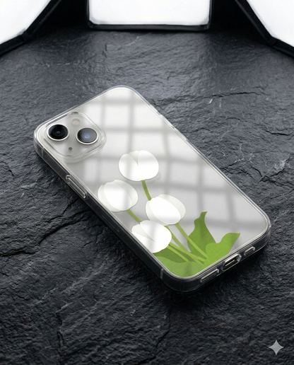 White Tulip Garden Clear Case