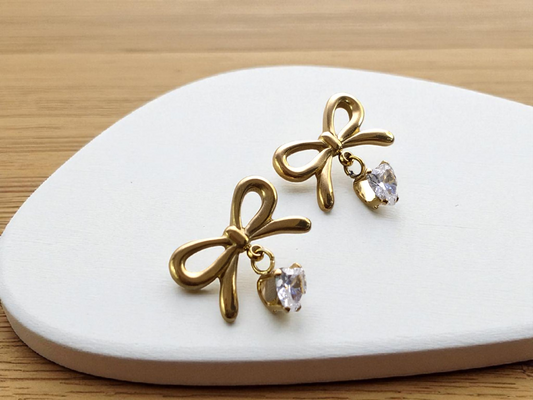 Dainty Bow Charm Anti-Tarnish Earrings 🎀✨