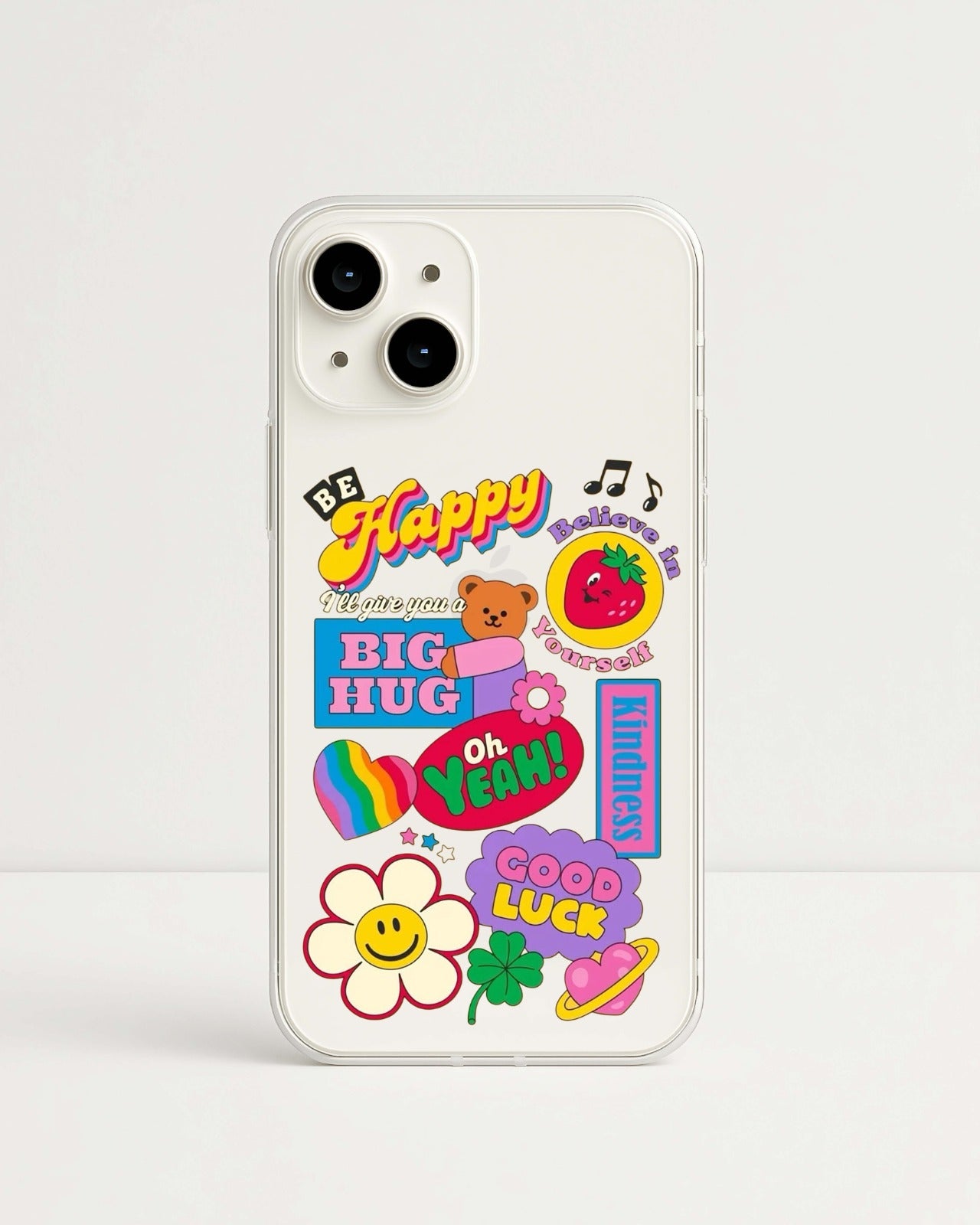 Happy Vibes Sticker Collage Clear Case