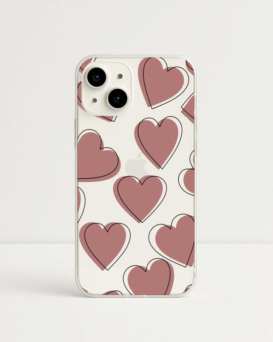 Dusty Rose Hearts Clear Case