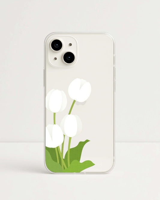 White Tulip Garden Clear Case