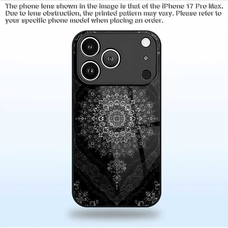Luxury Black Persian Carpet 2D Printed Glass Back Phone Case