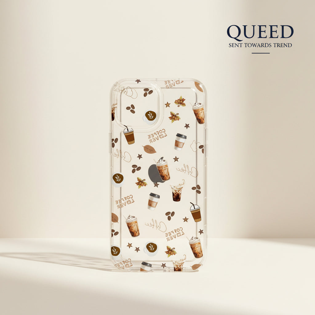 Coffee Lover Aesthetic Clear Phone Case | Iced Coffee, Latte & Café Print Transparent Phone Cover