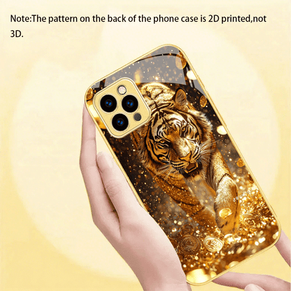 Luxury Golden Tiger Printed Hard Back Case Cover for iPhone & Android Smartphones