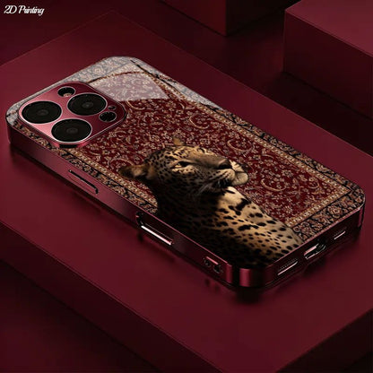 Luxury Leopard & Persian Carpet 2D Printed Glass Back Phone Case