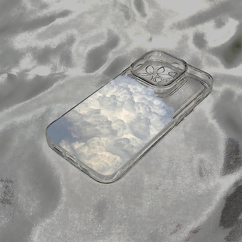 Dreamy White Cloud Clear Phone Case – Minimal Sky Aesthetic Transparent Protective Cover