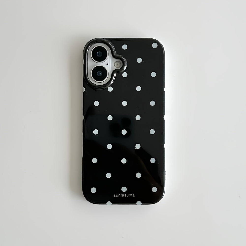 Aesthetic Polka Dot Transparent Phone Case | Black White Designer Mobile Cover