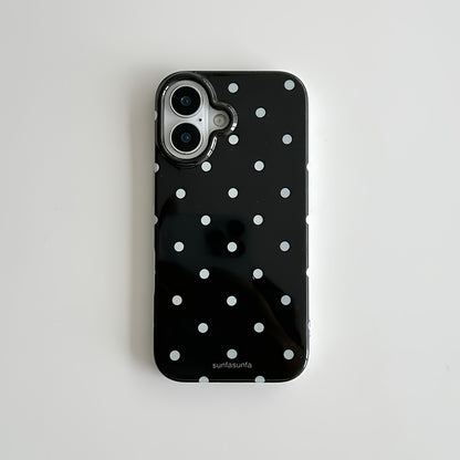 Aesthetic Polka Dot Transparent Phone Case | Black White Designer Mobile Cover