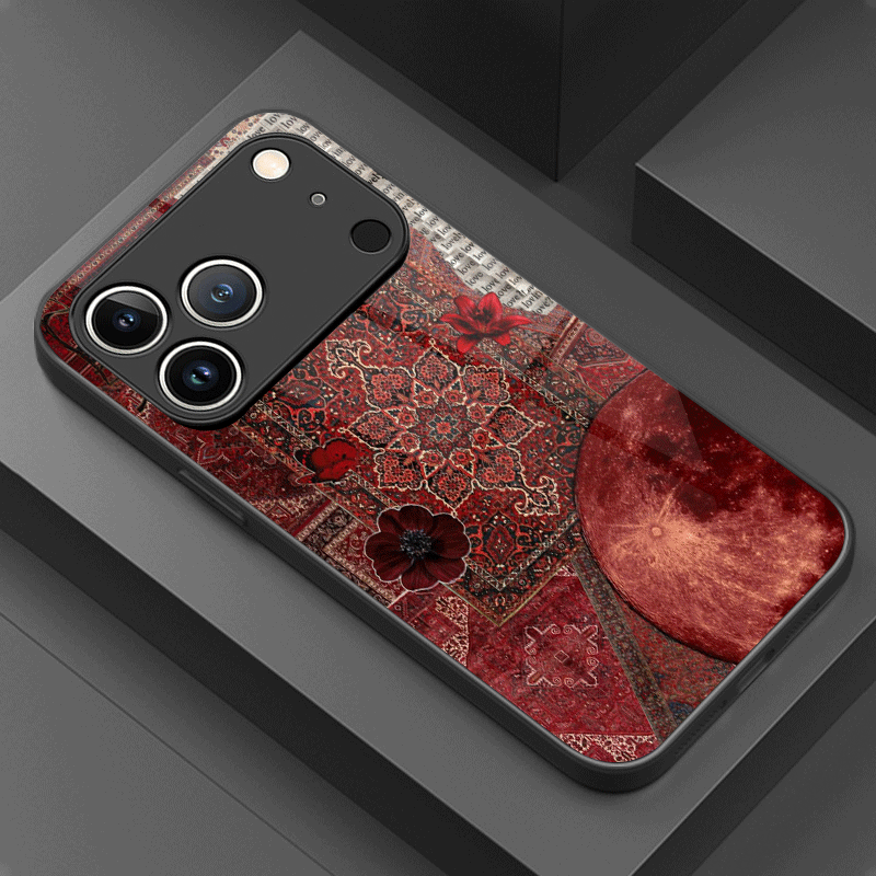 Vintage Persian Carpet & Red Moon Designer Printed Mobile Back Cover Case for iPhone & Android