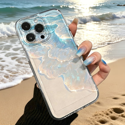 Iridescent Aqua Jellyfish Phone Case – Pearl White Ocean Glow Aesthetic Clear Protective Cover