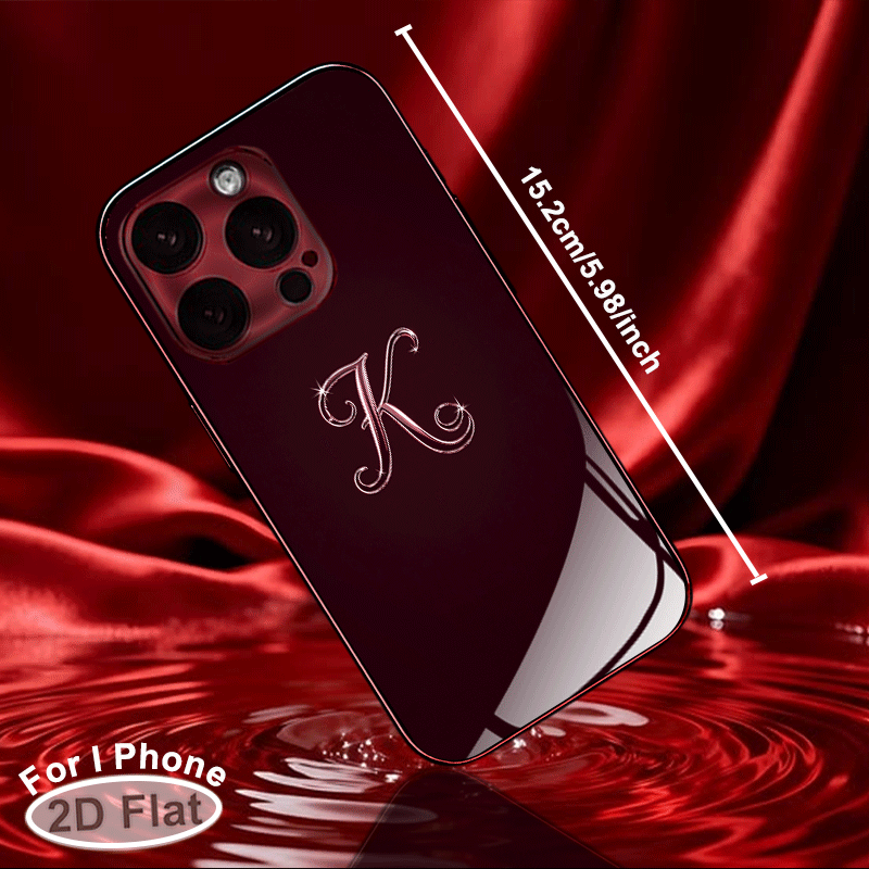 Burgundy Monogram Phone Case | Deep Wine Red Personalized Initial Luxury Mirror Aesthetic Cover
