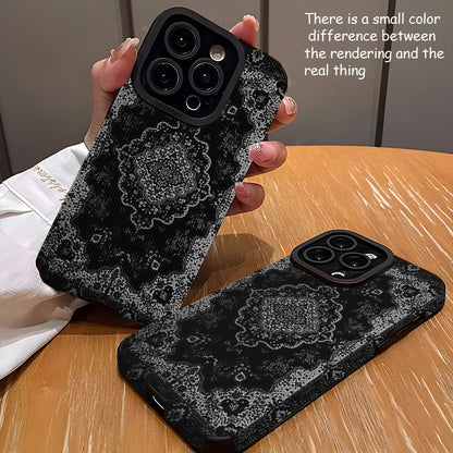 Luxury Black carpet Pattern Silicone Glass Metal Phone Case |