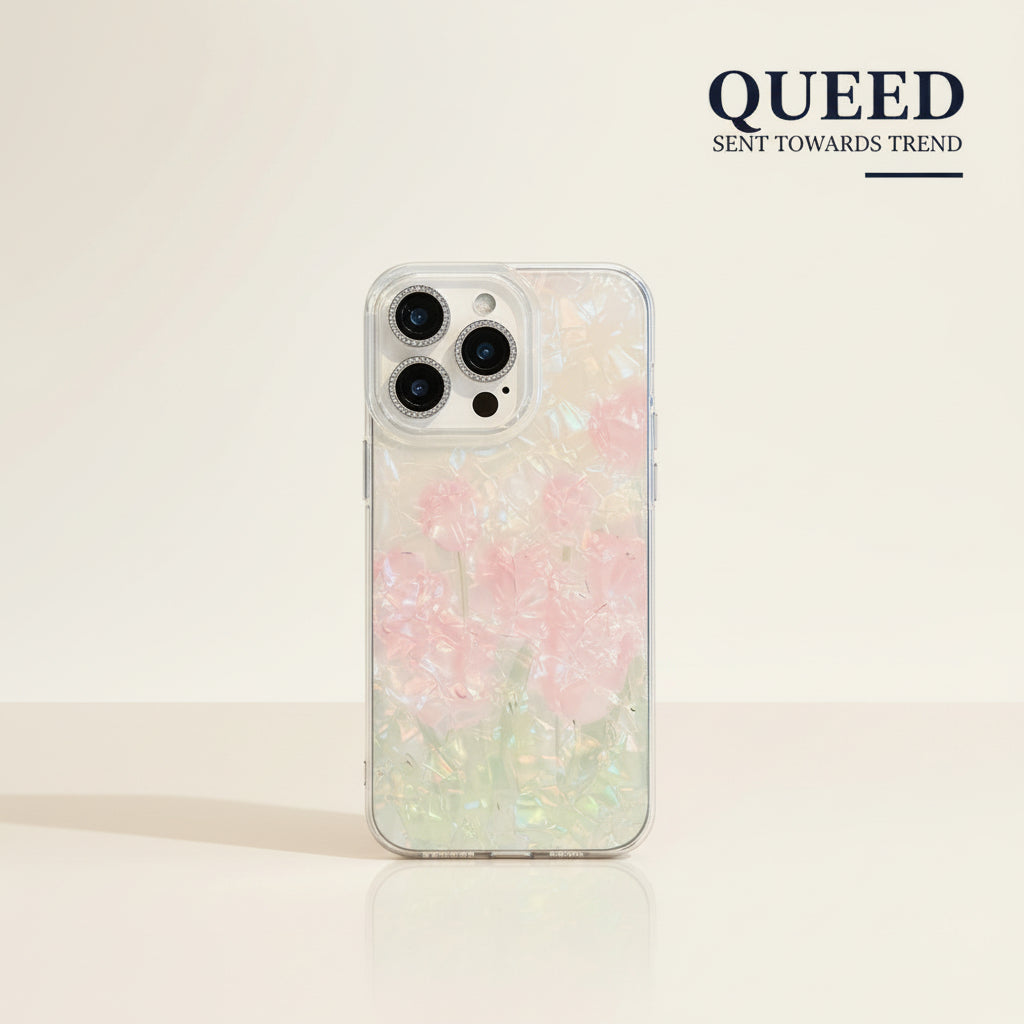 Pearl Blush Floral Phone Case | Iridescent Pink Flower Mother-of-Pearl Aesthetic Cover