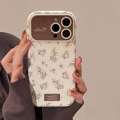 Luxury Floral Printed Silicone Glass Metal Phone Case Cover