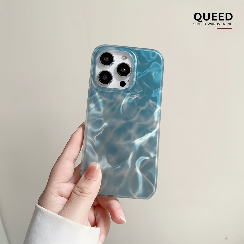 Aqua Water Ripple Phone Case – Blue Pool Reflection Aesthetic Glossy Protective Cover