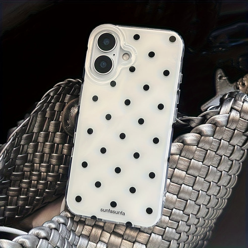 Aesthetic Polka Dot Transparent Phone Case | Black White Designer Mobile Cover