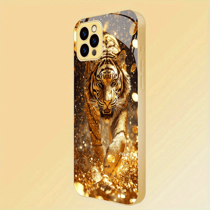 Luxury Golden Tiger Printed Hard Back Case Cover for iPhone & Android Smartphones