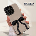 Coquette Black Bow Phone Case | Nude Beige & Black Ribbon Minimal Aesthetic Protective Cover
