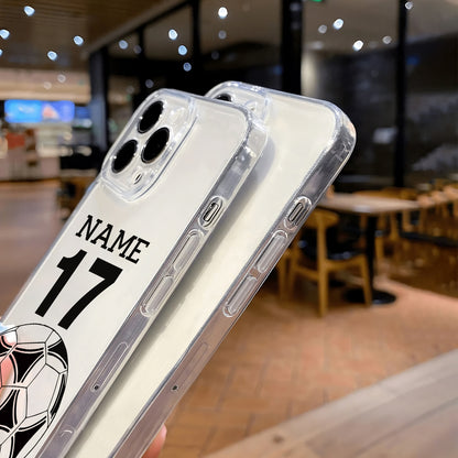 Customized Name & Number Printed Football Phone Case | Personalized Transparent Mobile Cover